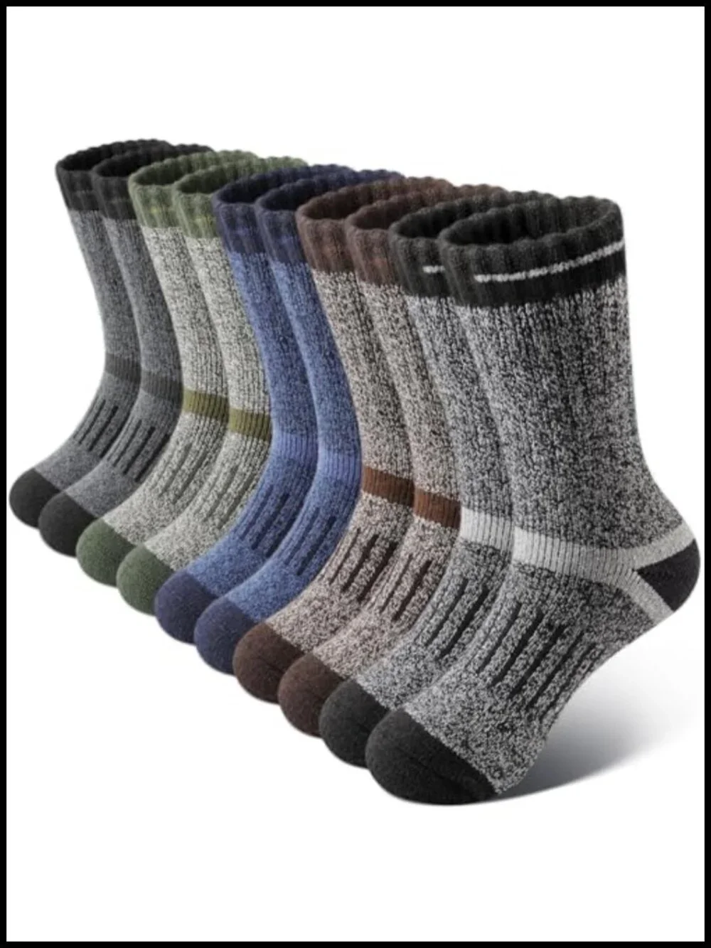 Merino Wool Socks for Men Hiking Thermal Crew 5 Pack